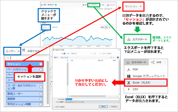 エクスポート・日別セッション